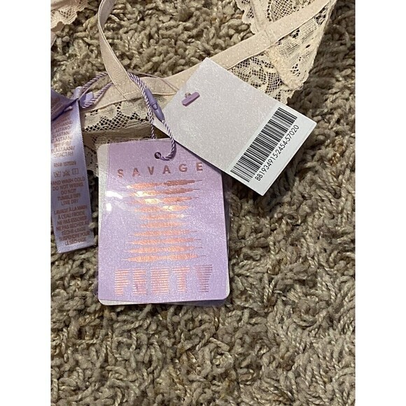 SAVAGE X Fenty Lace Racerback Bralette Blush Pink Size Small Rhianna NEW - Picture 6 of 6